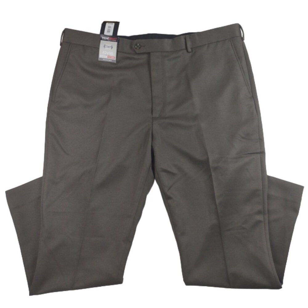 Roundtree & Yorke NWT Travel Smart Pants Flat Front Straight Leg Olive Green